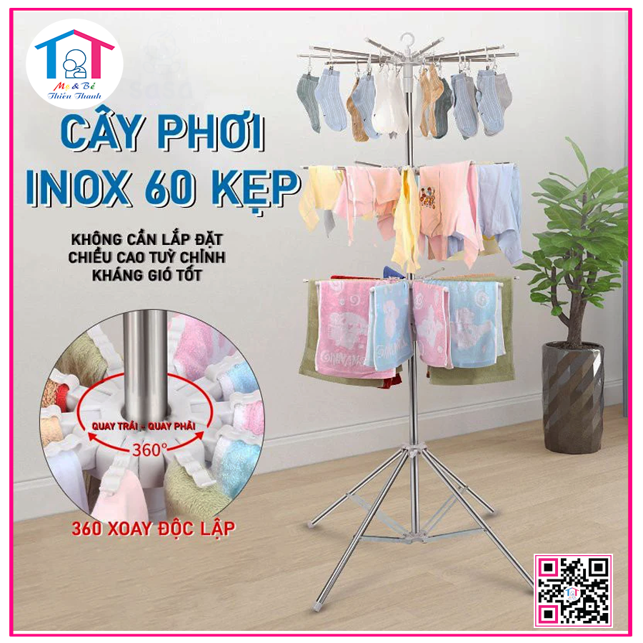 Cây phơi đồ Sasa Inox 60 kẹp