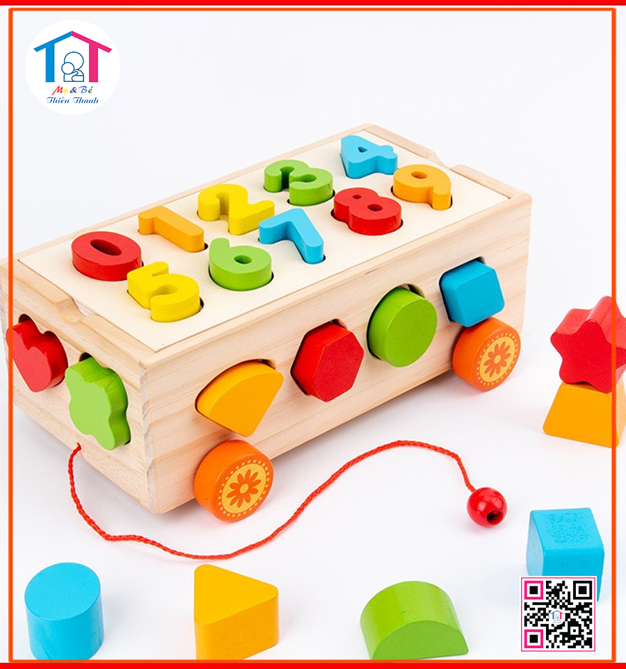 Đồ chơi gỗ xe đẩy thả khối